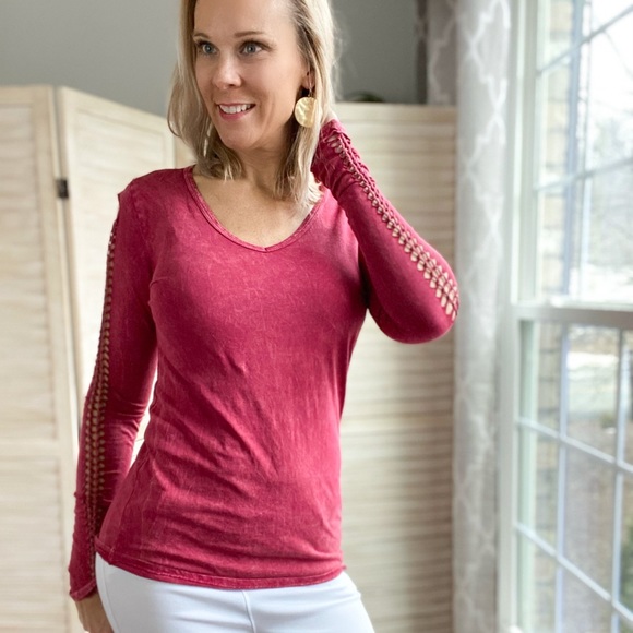 Mineral wash braided sleeve tee - Picture 2 of 4